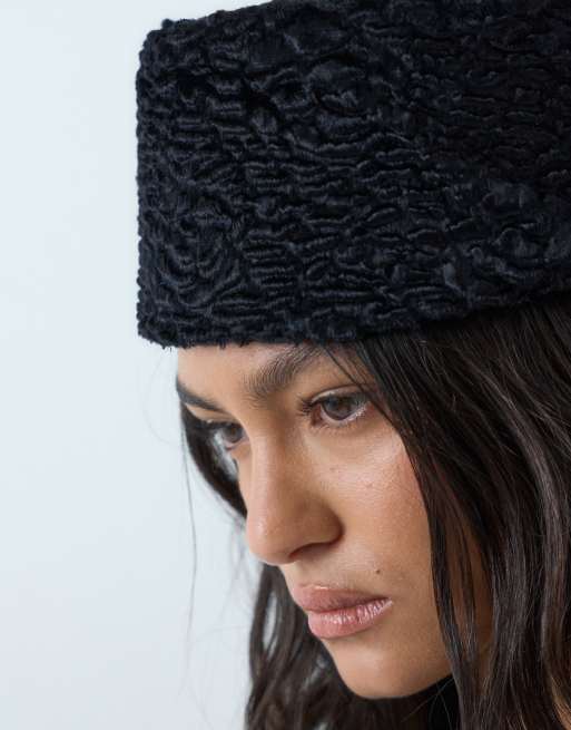 ASOS DESIGN chapeau pillbox en fausse fourrure astrakan noir, 4 de 5