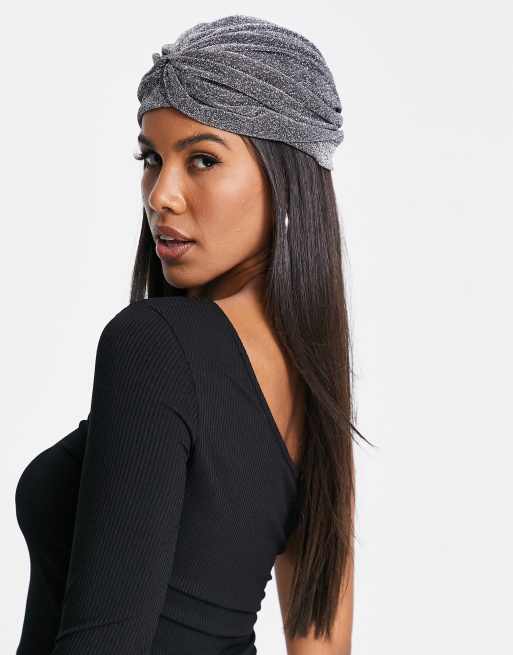 ASOS DESIGN - Chapeau scintillant noué sur l'avant - Argenté