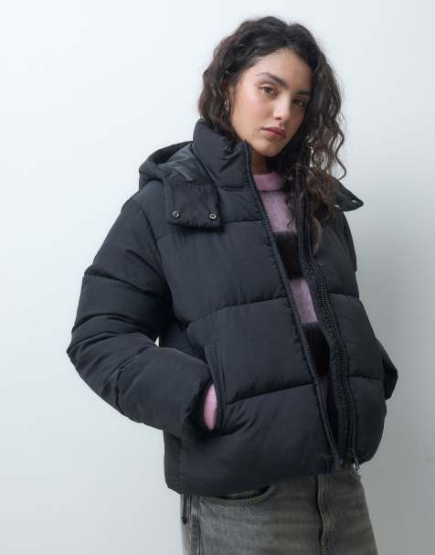 ASOS DESIGN chaqueta acolchada corta con capucha en negro - view 1