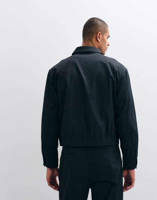 ASOS DESIGN - chaqueta blouson de conjunto elegante en negro seersucker, 4 de 5