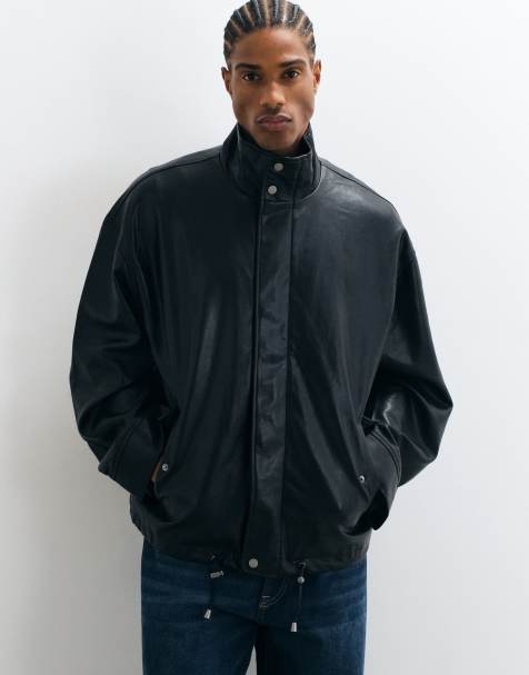 ASOS DESIGN chaqueta bomber de efecto cuero en negro - view 1