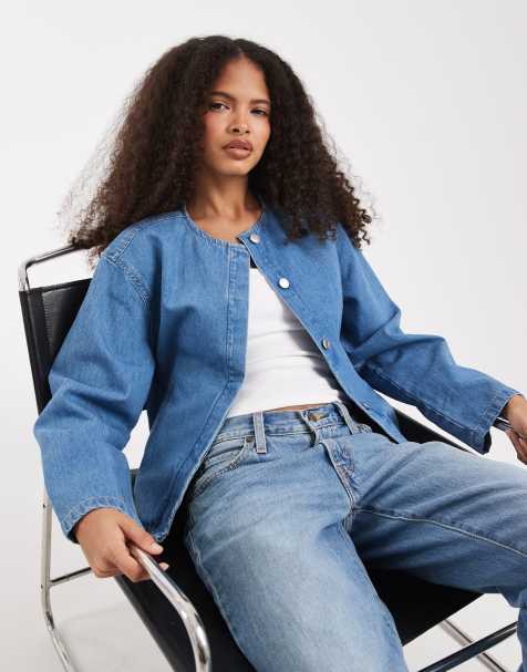 ASOS DESIGN - Chaqueta bomber vaquera azul con lavado medio - view 1