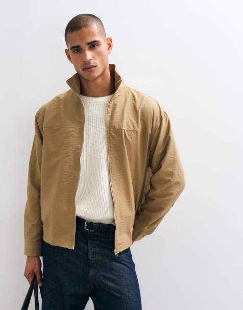 ASOS DESIGN - chaqueta boxy extragrande con cremallera y cuello alzado en tostado - view 1