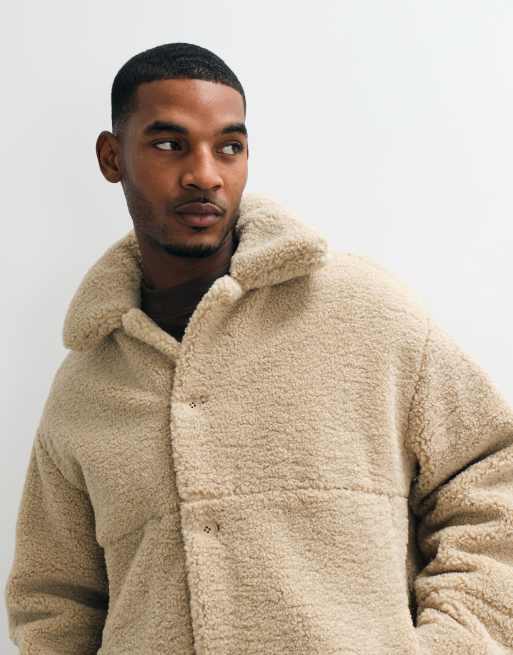 ASOS DESIGN - chaqueta coach oversize de borreguito en piedra, 2 de 5