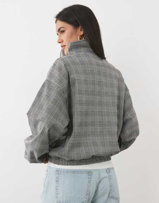 ASOS DESIGN chaqueta cortavientos con media cremallera a cuadros monocromo, 4 de 4