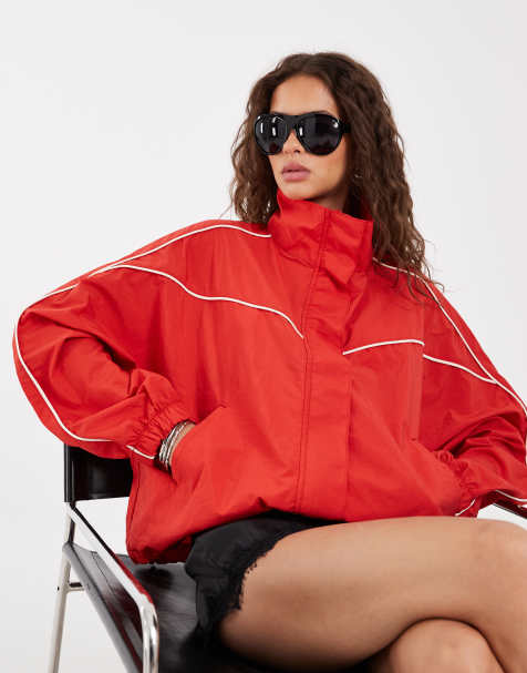 ASOS DESIGN - chaqueta cortavientos técnica con cuello alzado en rojo - view 1