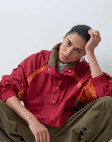 ASOS DESIGN - chaqueta de chándal color block en rojo - view 1