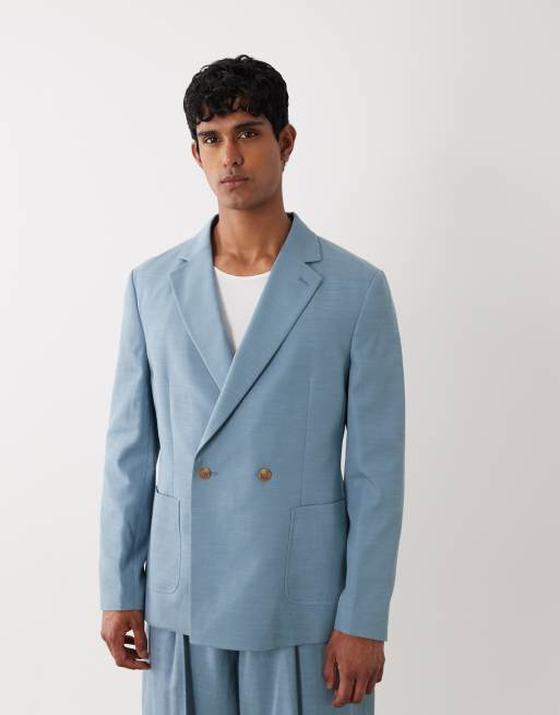 ASOS DESIGN - Traje azul de pernera barrel con textura flameada, 2 de 3