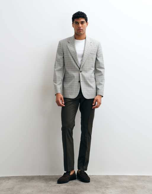 ASOS DESIGN - Chaqueta de traje gris a cuadros de corte slim Mix & Match, 2 de 5
