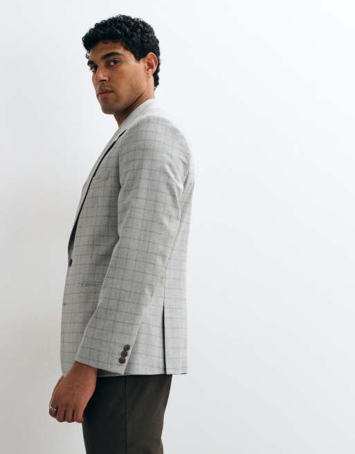 ASOS DESIGN - Chaqueta de traje gris a cuadros de corte slim Mix & Match, 5 de 5