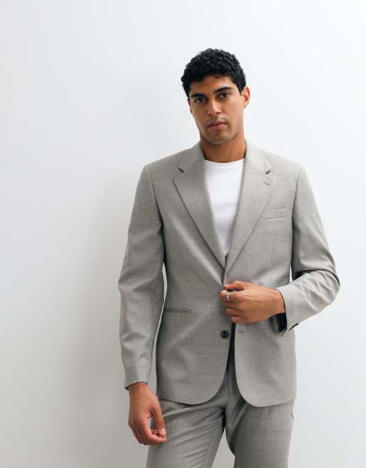 ASOS DESIGN - Traje gris claro de corte slim de mezcla de lana lavable, 3 de 3