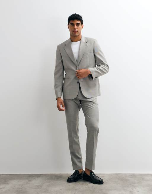 ASOS DESIGN - Chaqueta de traje gris claro lavable de corte slim de mezcla de lana, 2 de 5