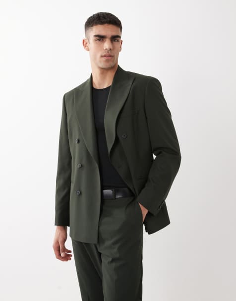 ASOS DESIGN - Chaqueta de traje verde oscuro de corte slim con doble botonadura - view 1