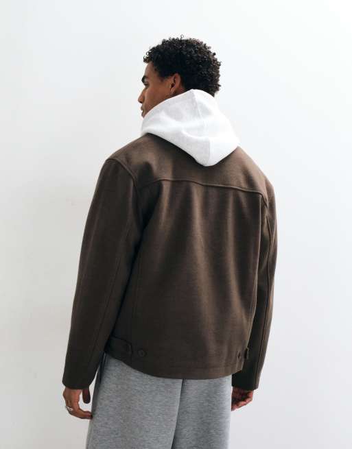 ASOS DESIGN - chaqueta efecto lana con cremallera en marrón, 5 de 5