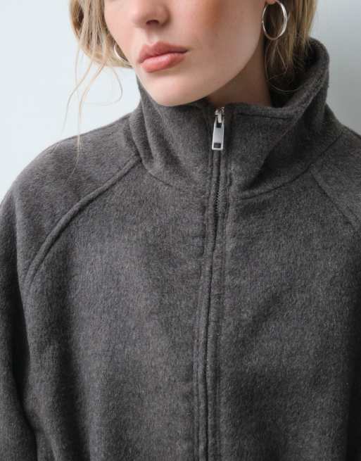 ASOS DESIGN - chaqueta harrington formal con cremallera frontal, cintura ajustada y lana en mocha, 5 de 5