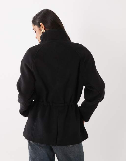 ASOS DESIGN - chaqueta harrington formal con cremallera frontal y lana en negro, 4 de 4