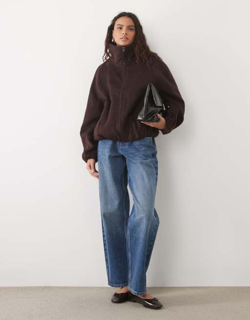 ASOS DESIGN - Chaqueta morada con cuello alzado y bajo abullonado de tejido con lana, 3 de 4