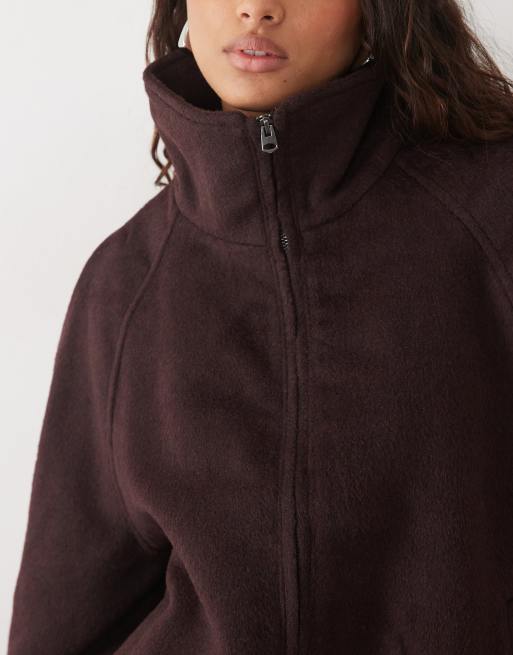 ASOS DESIGN - Chaqueta morada con cuello alzado y bajo abullonado de tejido con lana, 4 de 4