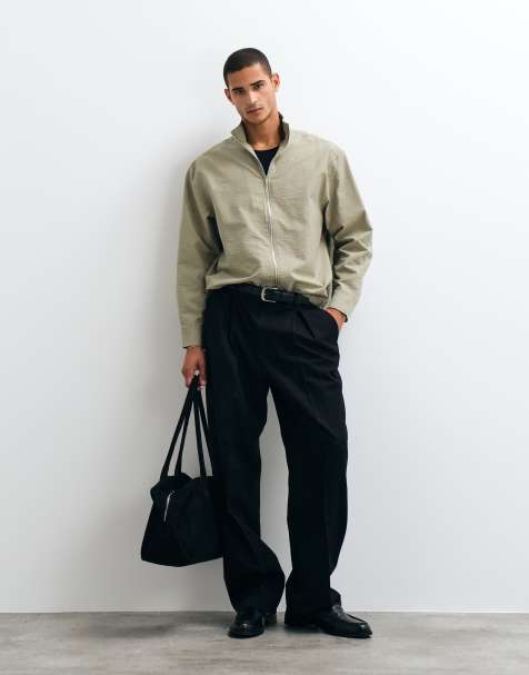 ASOS DESIGN - chaqueta oversize con cremallera y cuello alzado en piedra - view 1