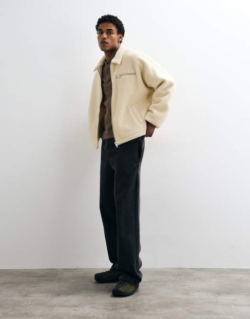 ASOS DESIGN chaqueta oversize de forro de borreguillo con cremallera en crudo, 3 de 5