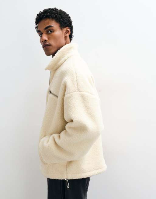 ASOS DESIGN chaqueta oversize de forro de borreguillo con cremallera en crudo, 4 de 5
