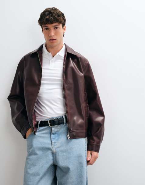 ASOS DESIGN - chaqueta oversize de piel sintética burdeos - view 1