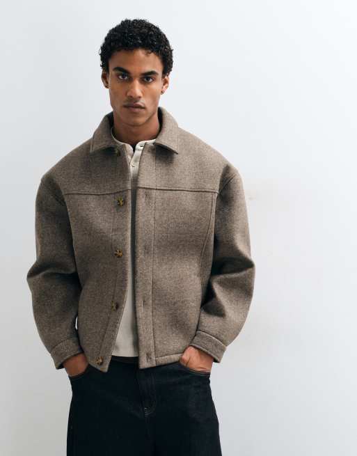 ASOS DESIGN chaqueta polar texturizada extragrande en marrón, 3 de 5