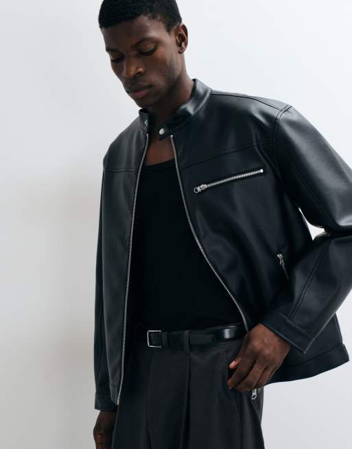 ASOS DESIGN - chaqueta racer efecto cuero negra, 4 de 5