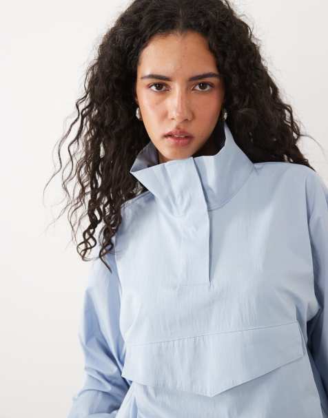 ASOS DESIGN - chaqueta técnica de cuello alzado con mangas abullonadas, conjunto en azul bebé - view 1