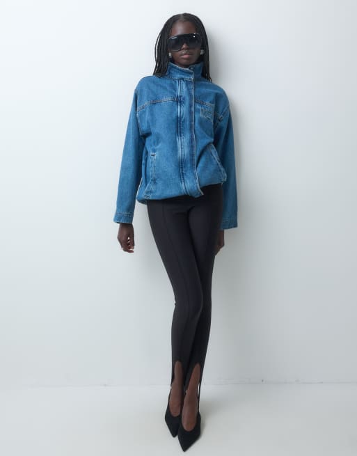 ASOS DESIGN - chaqueta vaquera con cuello alzado en azul medio, 5 de 5