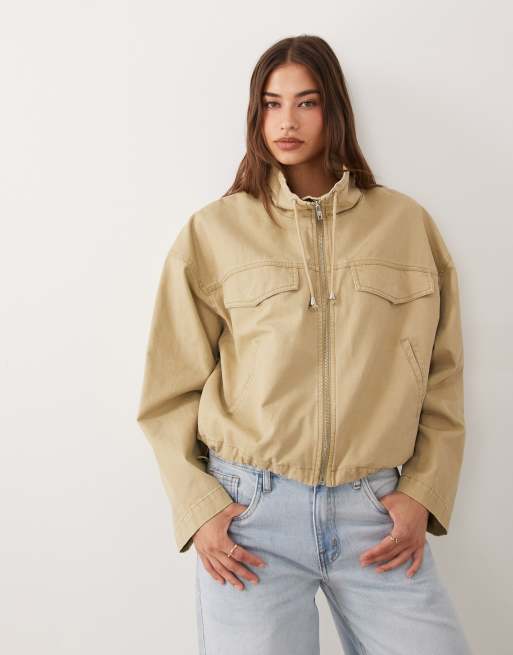ASOS DESIGN - chaqueta vaquera ligera con cuello alzado en piedra, 3 de 4