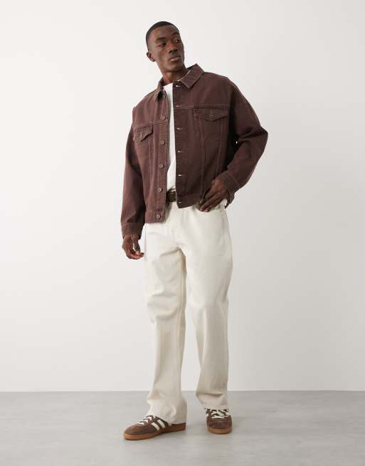 ASOS DESIGN - Chaqueta vaquera marrón lavado extragrande de estilo wéstern, 4 de 5