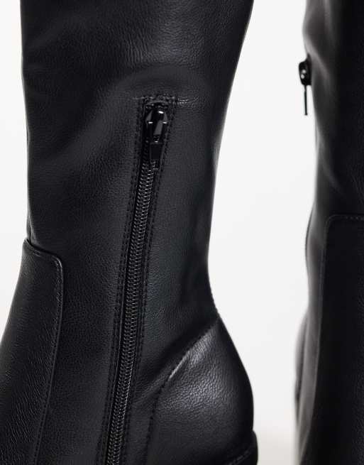 ASOS DESIGN Charlene block heel stretch sock knee boots in black, 4 of 4
