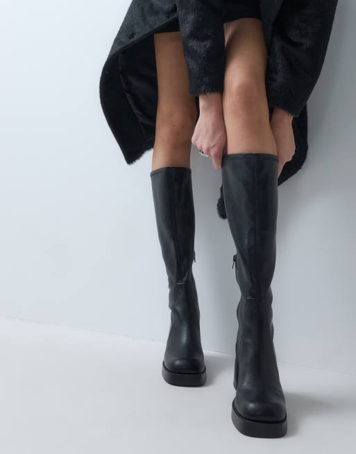 ASOS DESIGN Charlene stivali al ginocchio con tacco largo elasticizzati effetto calza neri, 5 di 5