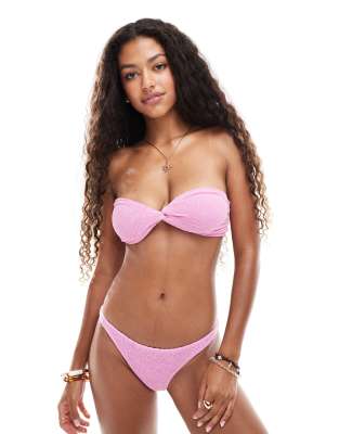 Asos Curve Asos Design Charlene Textured Mykonos Bikini Top
