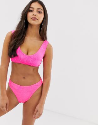 asos pink crinkle bikini