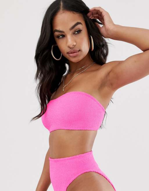 Asos pink store crinkle bikini