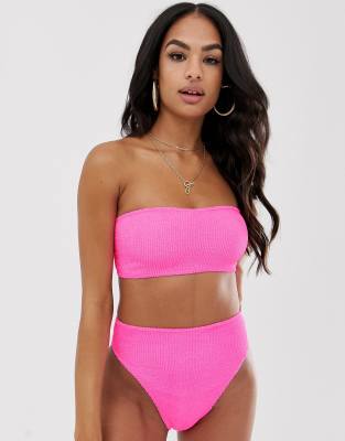 asos pink crinkle bikini