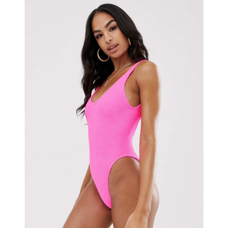 Asos pink store crinkle bikini