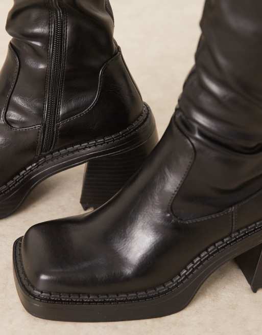 ASOS DESIGN – Charly – Czarne kozaki do kolan na obcasie, 3 z 4