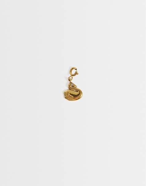 ASOS DESIGN charm de cisne intercambiable de acero inoxidable impermeable en dorado - view 1