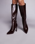 [ASOS DESIGN] ASOS DESIGN Charmed heeled knee boots in chocolate-Brown 39 Chocolate
