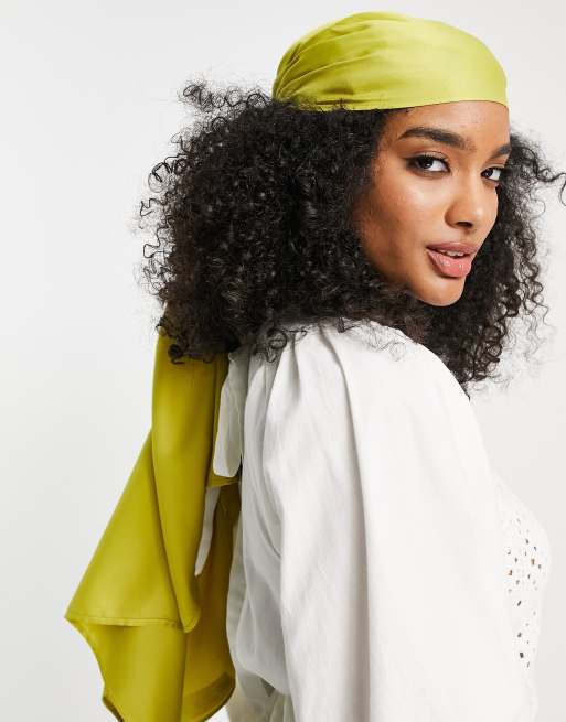 ASOS DESIGN – Chartreusefärgad, extra stor hårsjal i polyestersatin