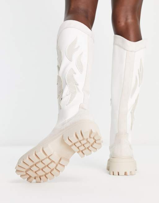 ASOS DESIGN - Chase - Stivali stile western con punta quadrata bianco sporco, 2 di 4