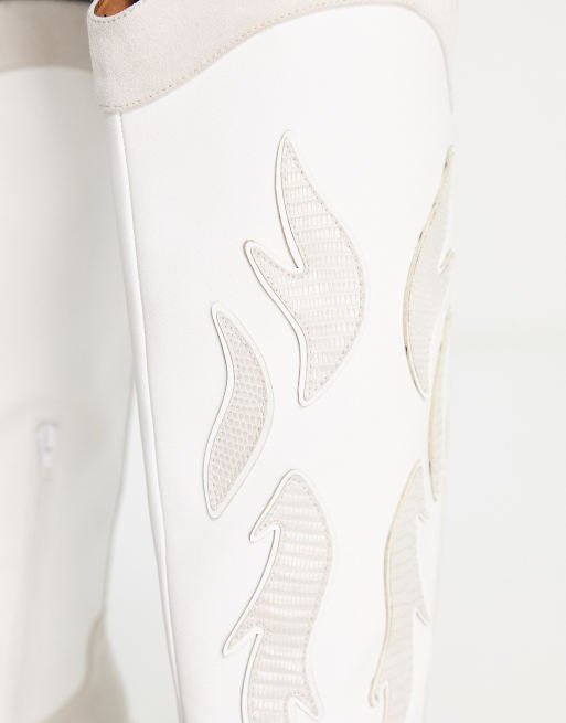 ASOS DESIGN - Chase - Stivali stile western con punta quadrata bianco sporco, 3 di 4