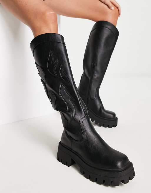 ASOS DESIGN – Chase – Svarta boots i cowboystil med fyrkantig tå
