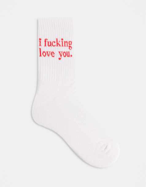 ASOS DESIGN - Chaussettes à imprimé jargon - Blanc - view 1