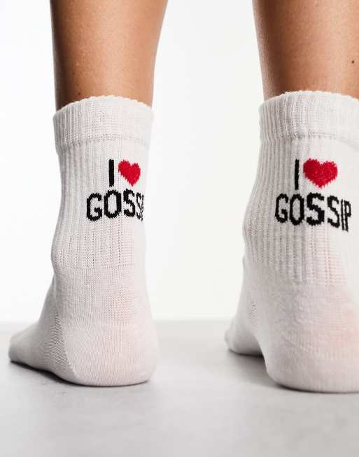 ASOS DESIGN - Chaussettes à inscription I Love Gossip - Blanc cassé, 4 de 4