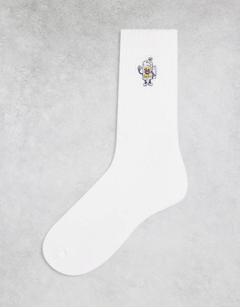 ASOS DESIGN - Chaussettes avec broderie bière - Blanc - view 1