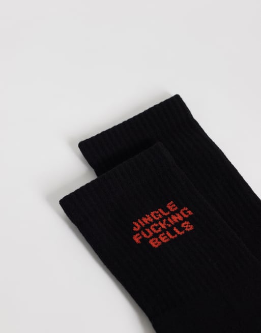 ASOS DESIGN chaussettes avec motif grossièreté de Noël en noir, 3 de 3